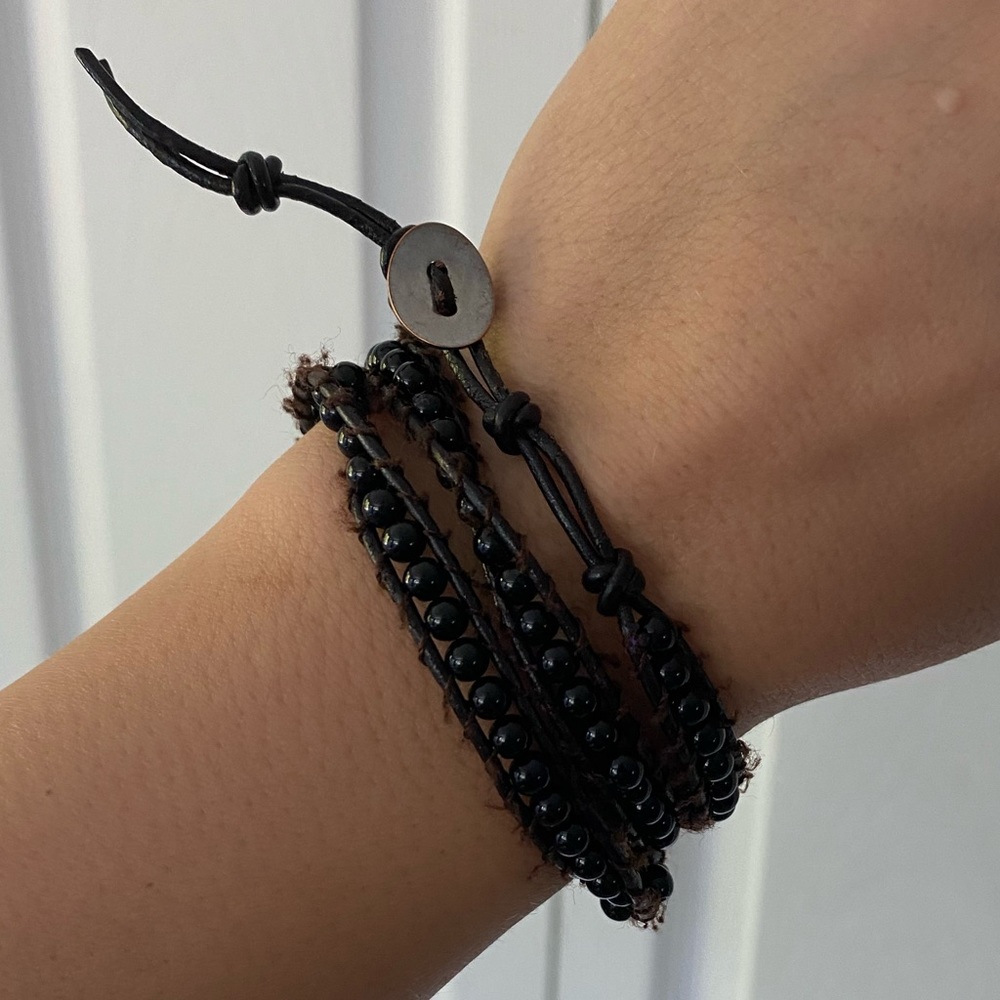 Black Beaded Warp Bracelet